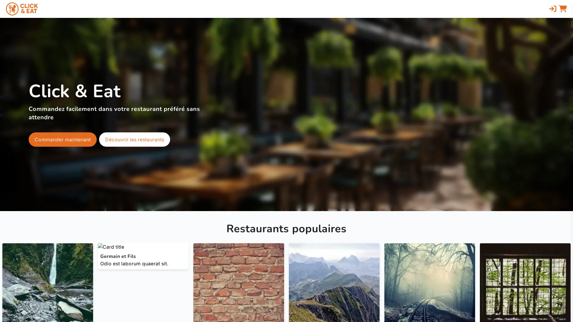 Interface du site Click & Eat, application web de commande de repas développée par Mattis Babin